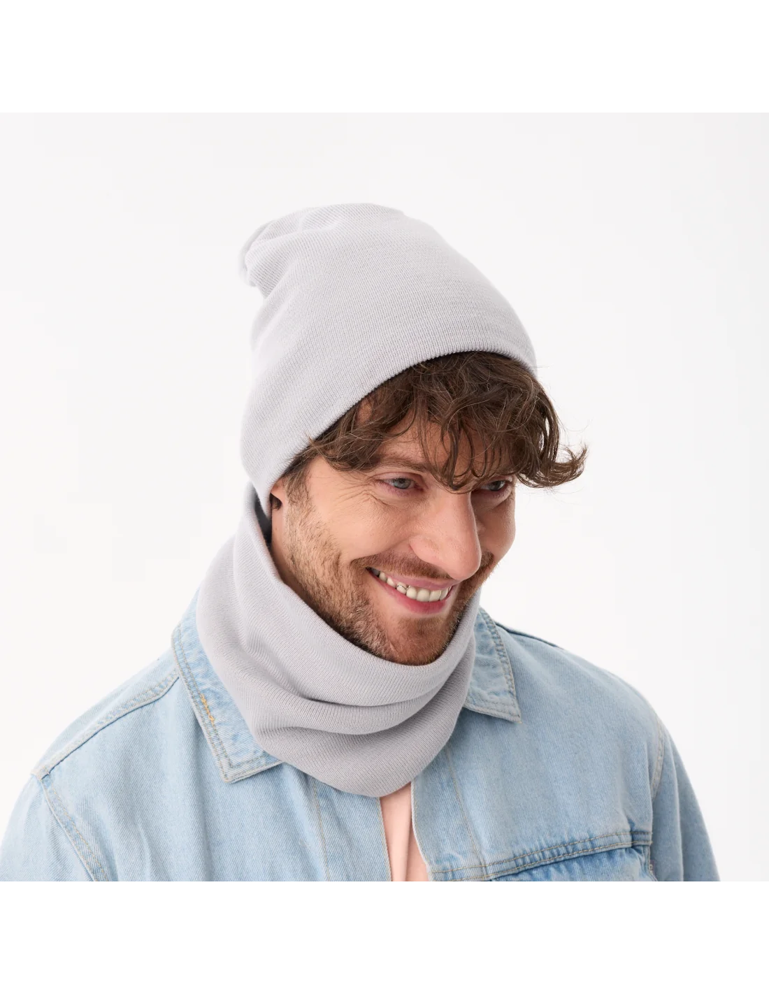 beanie-and-neckwear-for-men-spring-set-light-grey-100-organic-cotton-smurf