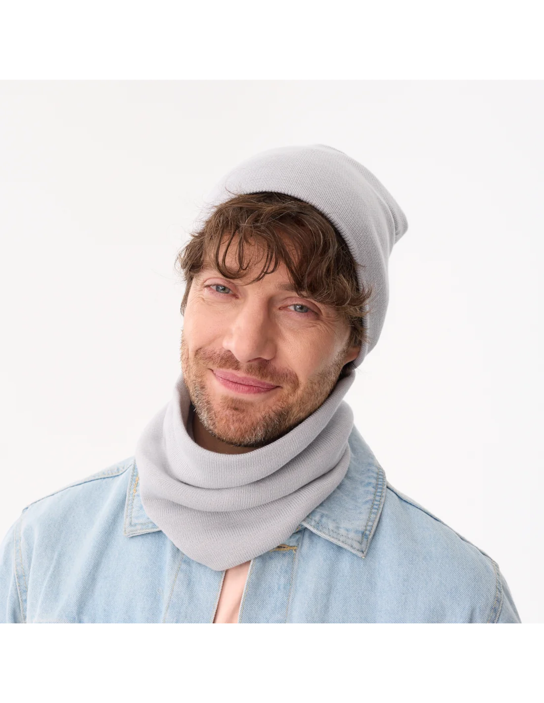 Czapka-wiosenna-męska-jasnoszara-100%-bawełna-organiczna-Smurf