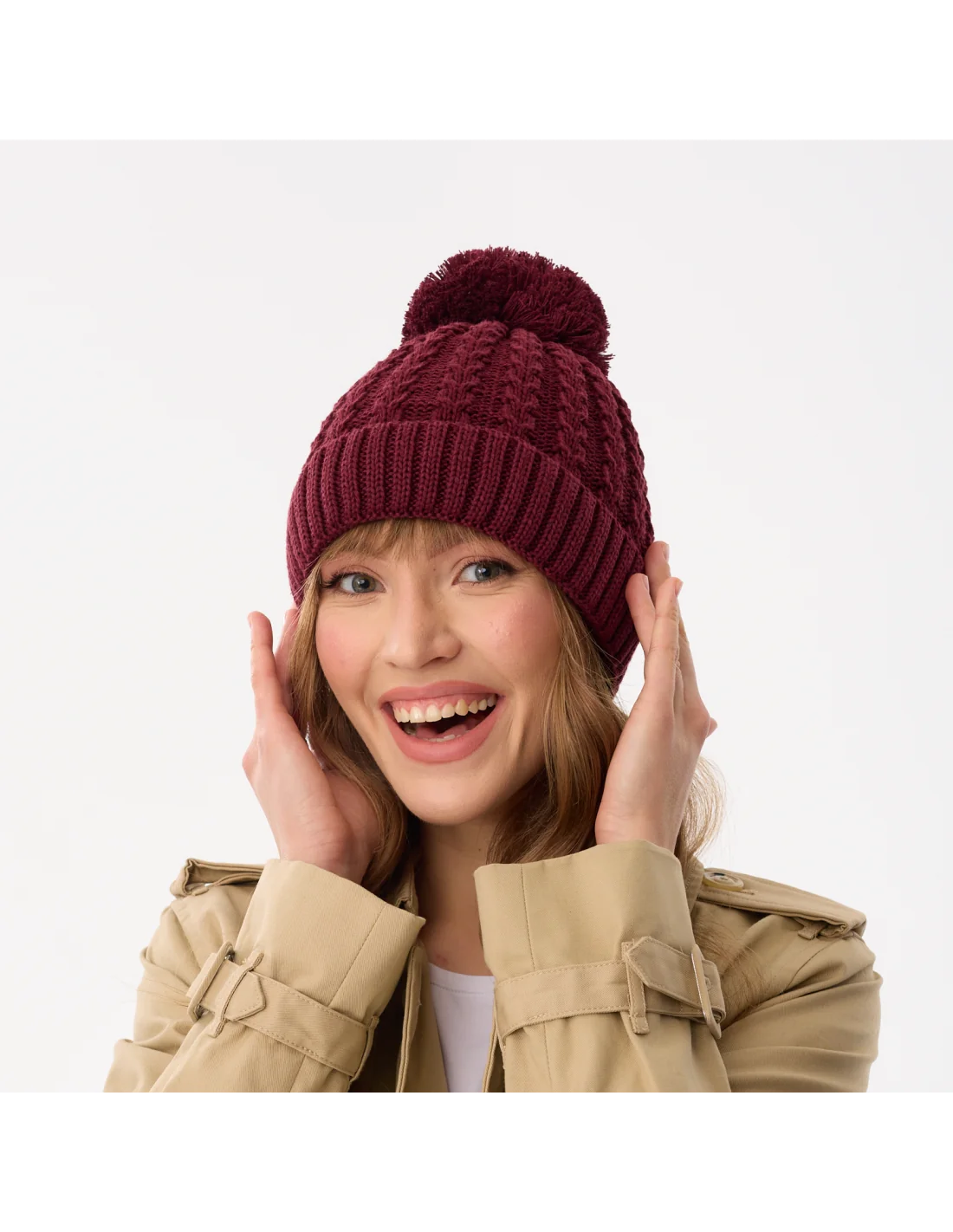 winter-beanie-for-women-with-pompom-maroon-recycled-yarn-willow-1