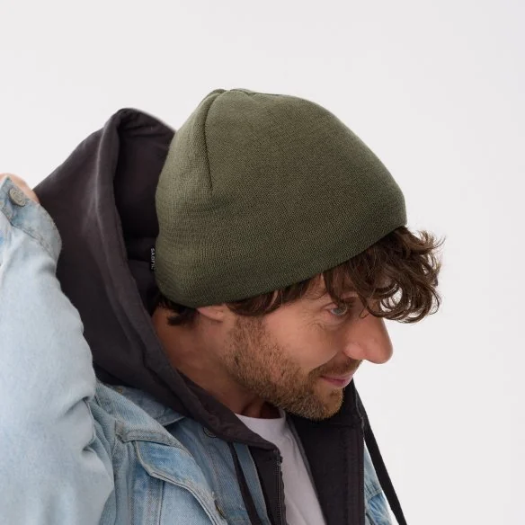 Czapka męska, z polarem, z bawełną, khaki, LP BASIC 4