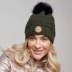 Czapka z pomponem Laura Khaki